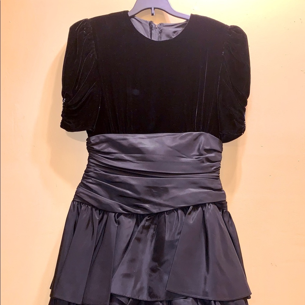 Black velvet and velour dress